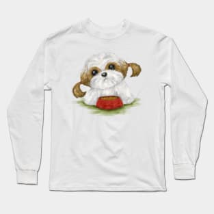 Shih Tzu eating Long Sleeve T-Shirt